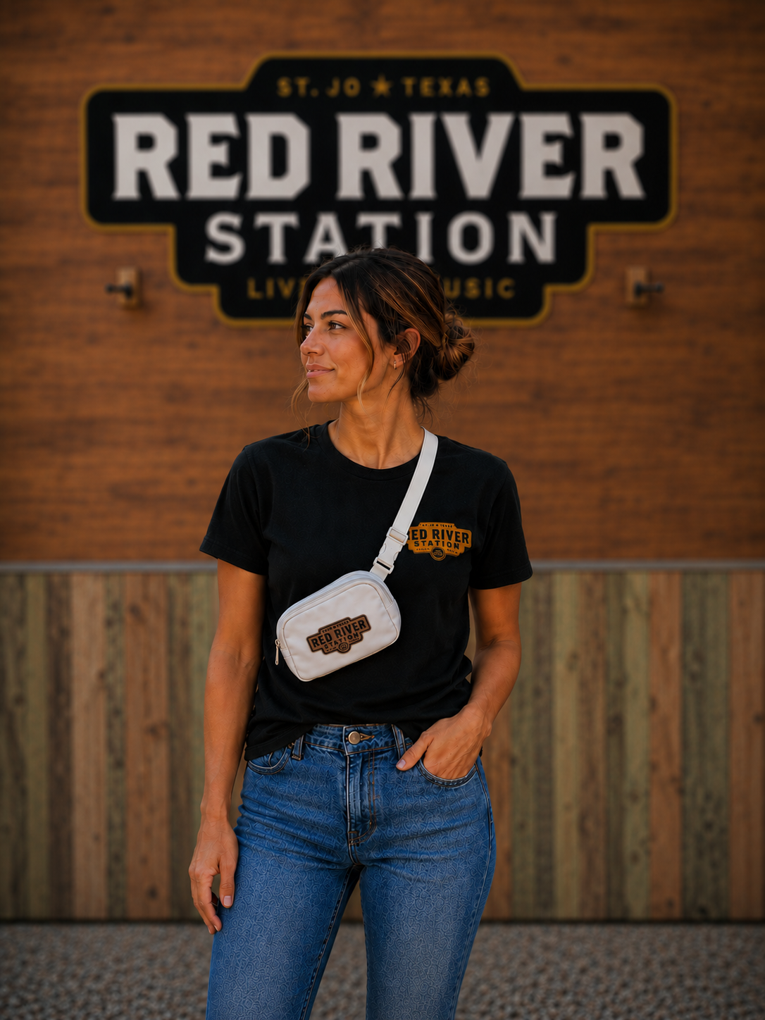 Fanny Pack, White, Leather RRS Logo