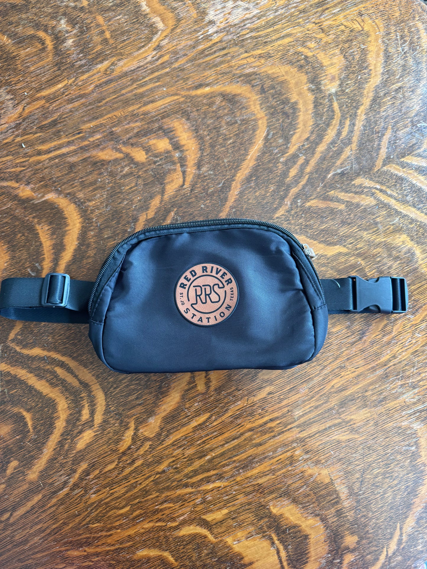 Fanny Pack Black, Leather Round RRS Logo